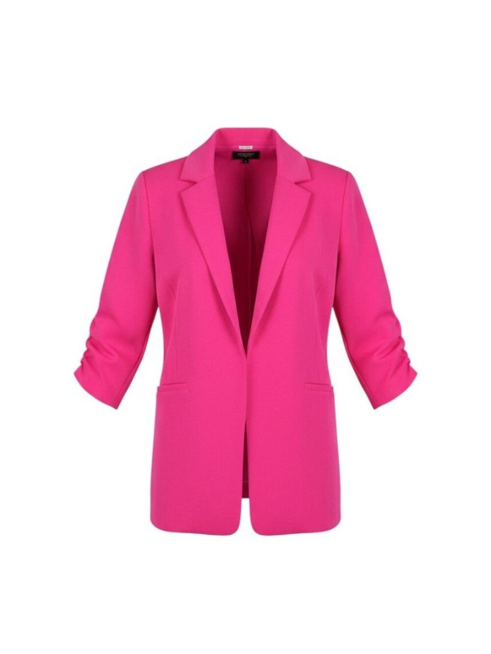Tahari Open Front Pink Blazer Ruched Sleeves XL Womens Work Jacket